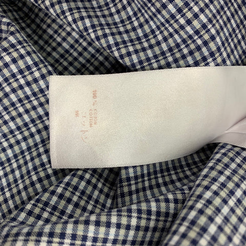 LOUIS VUITTON Size XL White Navy Plaid Cotton Button Up Long Sleeve Shirt