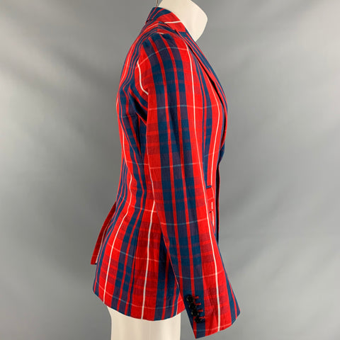 TOMORROWLAND Size 34 Red & Blue Plaid Sport Coat