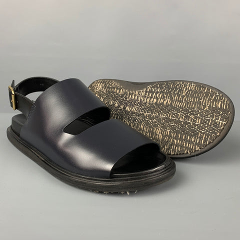 MARNI Size 11 Black Leather Straps Sandals