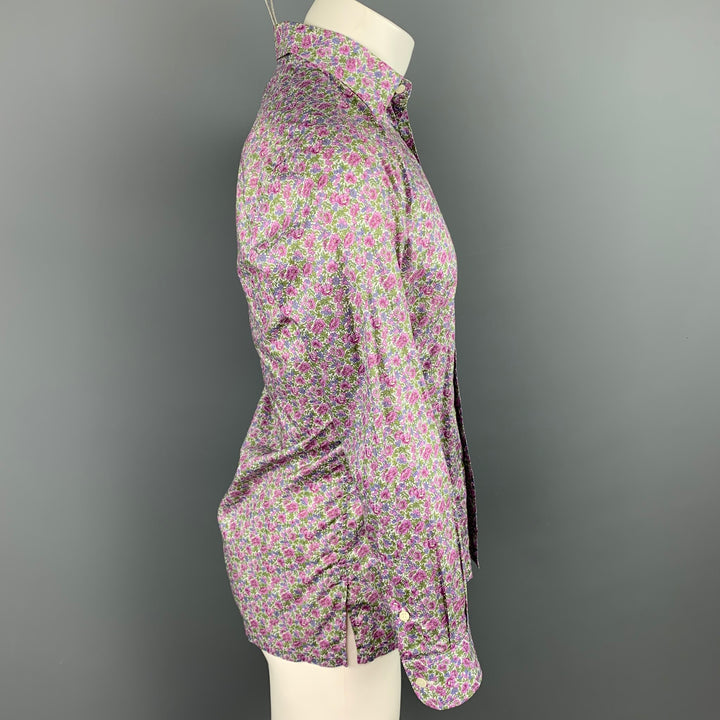 LIBERTY OF LONDON Size M Purple & Green Floral Cotton Long Sleeve Shirt