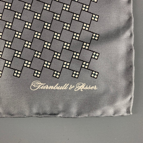 TURNBULL & ASSER Grey White Squares Silk Pocket Square