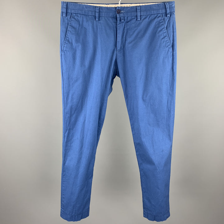 EREDI PISANO Talla 30 Pantalones casuales con cremallera de algodón azul