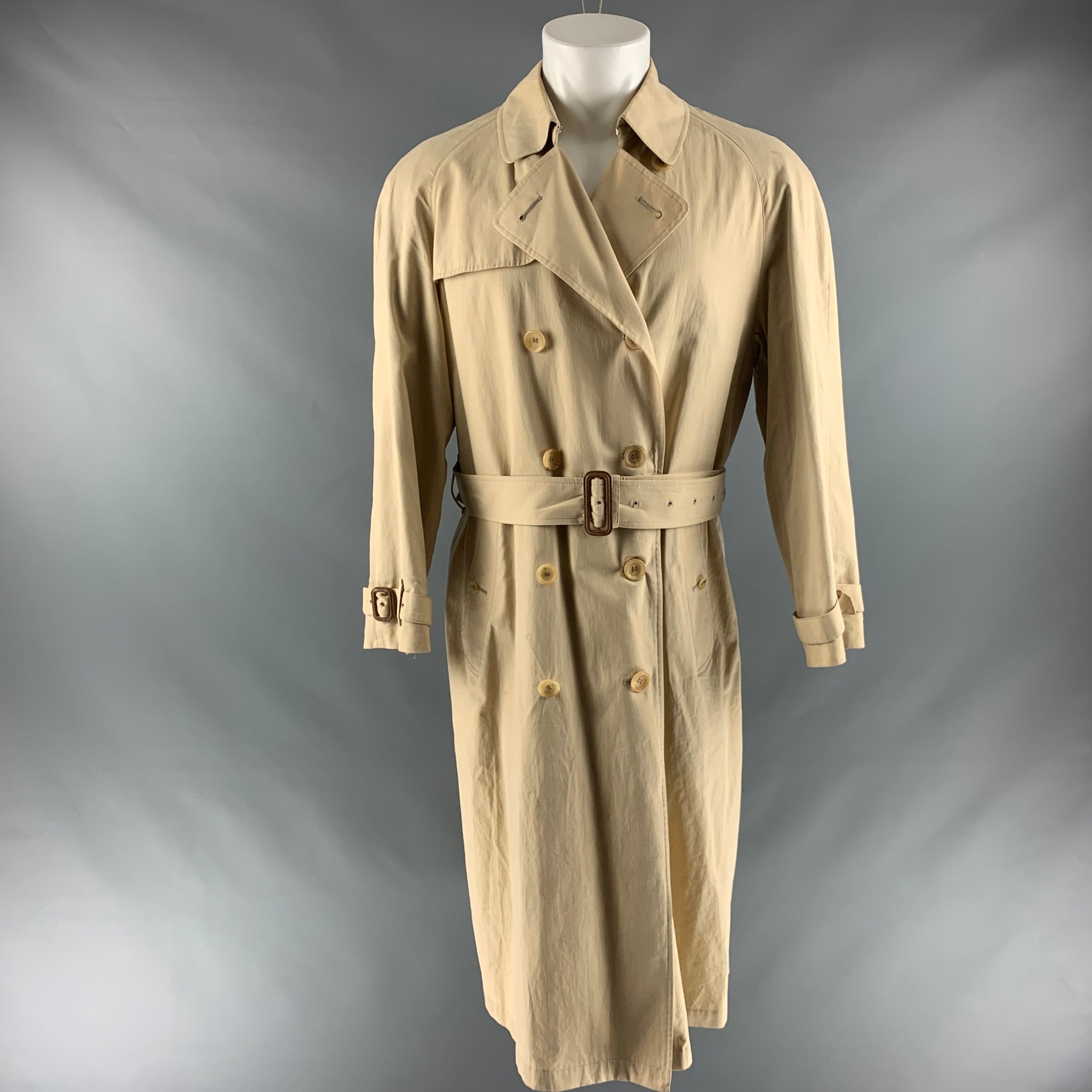 BURBERRY LONDON Size M Khaki Solid Cotton Polyester Trenchcoat