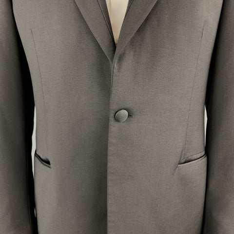 PAUL SMITH Size 42 Black Wool / Mohair Faille Detailed Peak Lapel Sport Coat
