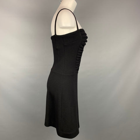 ISABELLA TONCHI Size 4 Black Velour Pleated A-line Dress