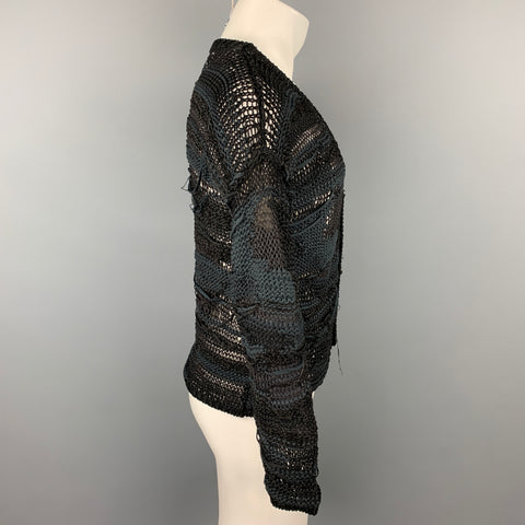 ISABEL BENENATO S/S 19 Size S Black Knit Cotton Blend Buttoned Cardigan