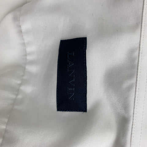 LANVIN Size M White Cotton Raw Edge Long Sleeve Shirt