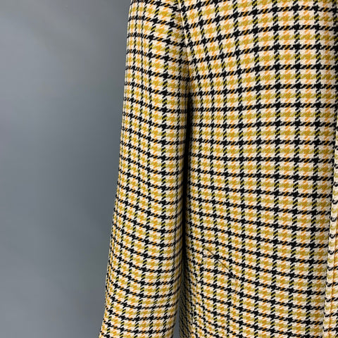 MARNI Size 38 Yellow Black White Plaid Wool Blend Buttoned Coat