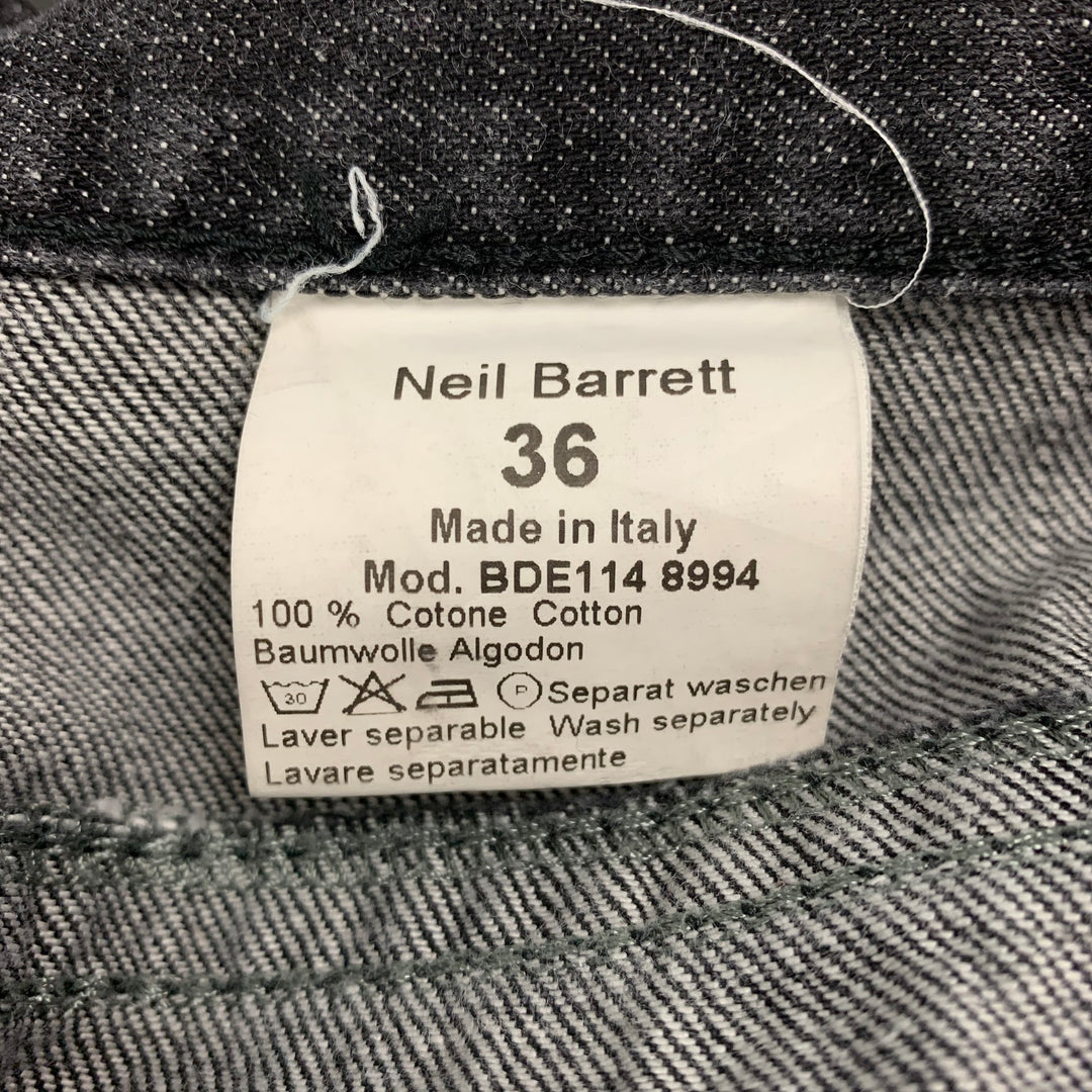 NEIL BARRETT Size 36 Charcoal Stitched Cotton Large Pockets Jeans
