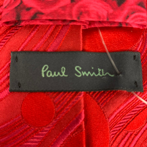 PAUL SMITH Red Abstract Silk Tie
