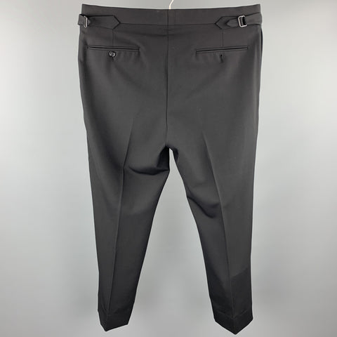 RALPH LAUREN Purple Label Size 33 Black Wool Side Tabs Dress Pants