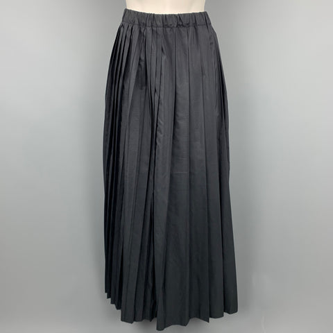 SARA LANZI Taille M Jupe longue plissée en laine/soie noire