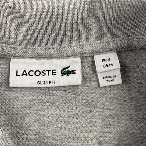 LACOSTE Size M Light Gray Cotton Buttoned Polo