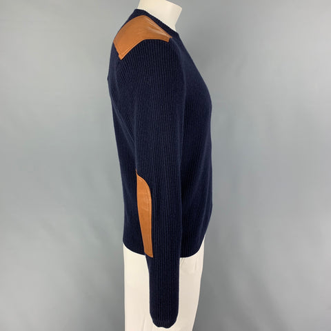 POLO by RALPH LAUREN Size L Navy Tan Cashmere Crew-Neck Sweater