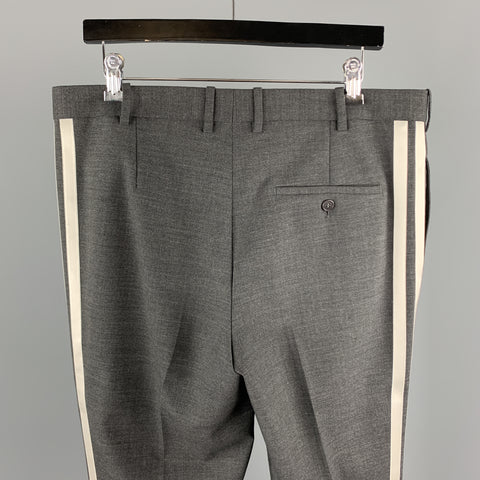 NEIL BARRETT Size 36 Dark Gray Solid Wool Blend Tuxedo Dress Pants