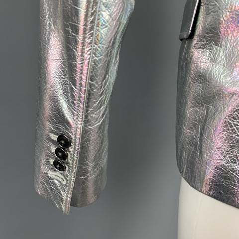 MARC by MARC JACOBS Size 38 Silver Iridescent Leather Sport Coat