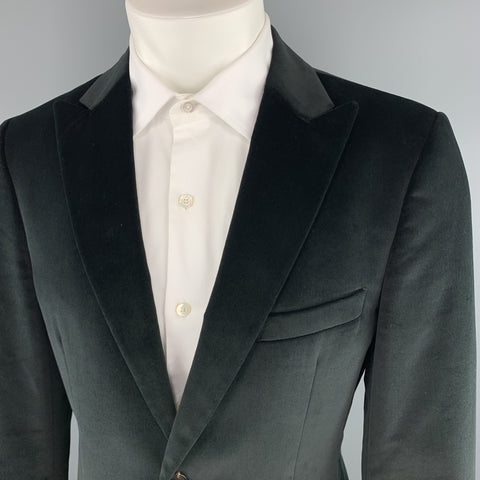 CALVIN KLEIN COLLECTION Taille 38 Manteau de sport court en velours de coton noir à revers