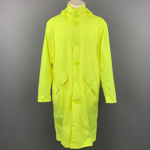 OPENING CEREMONY Size M Neon Yellow Logo Nylon Hooded Raincoat