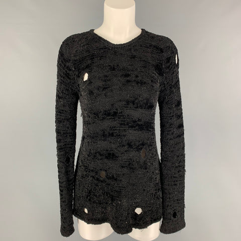 ALEXANDER WANG Taille S Pull texturé en tricot noir en détresse