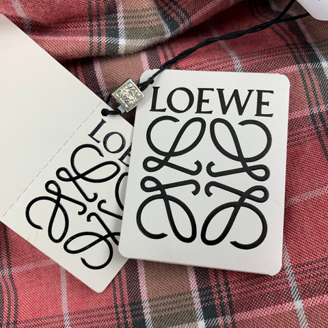 LOEWE x J.W.Anderson Size 43 Pink & Green Plaid Cotton Oversized Long Sleeve Shirt