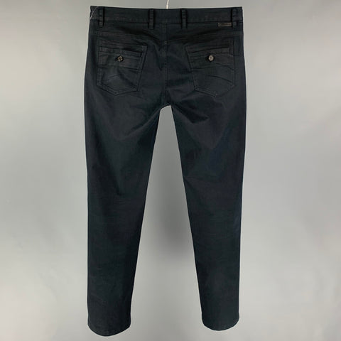 PRADA Size 34 Black Cotton Blend Button Fly Casual Pants