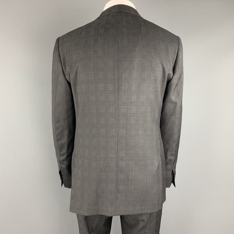 ELIE TAHARI Size 40 Charcoal Glenplaid Wool Notch Lapel Suit NWT