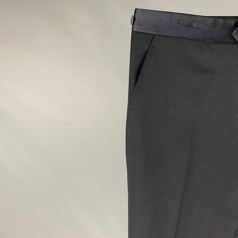 LANVIN Size 30 Black Wool Tuxedo Dress Pants