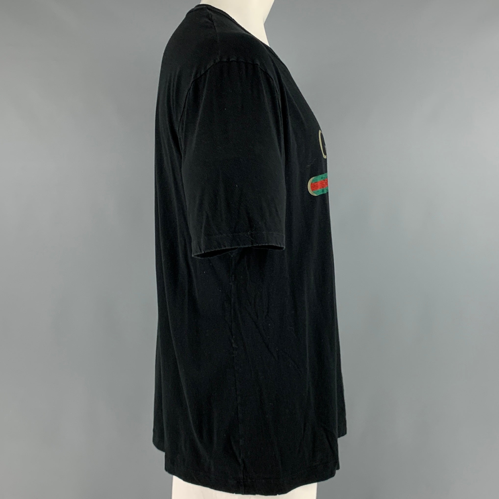 GUCCI Size XXL Black Logo Cotton Crew-Neck T-shirt – Sui Generis