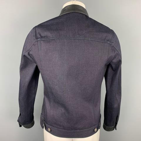 BOTTEGA VENETA Size 40 Indigo Selvedge Denim Trucker Jacket