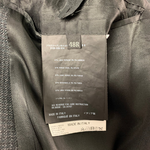 PRADA Size 38 Charcoal Pinstripe Wool Blend Peak Lapel Double Breasted Coat