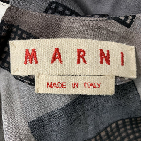 MARNI Size 2 Grey & Black Viscose Color Block Long Sleeve Blouse