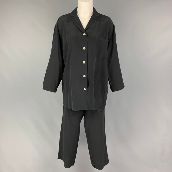 OLIVIA VON HALLE Size S Black Short Sleeve 2 Piece Pajama Set