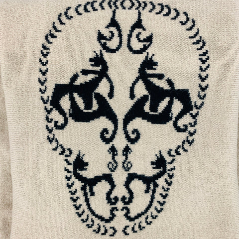 THOMAS WYLDE Black Beige Skull Knit Cashmere Scarves