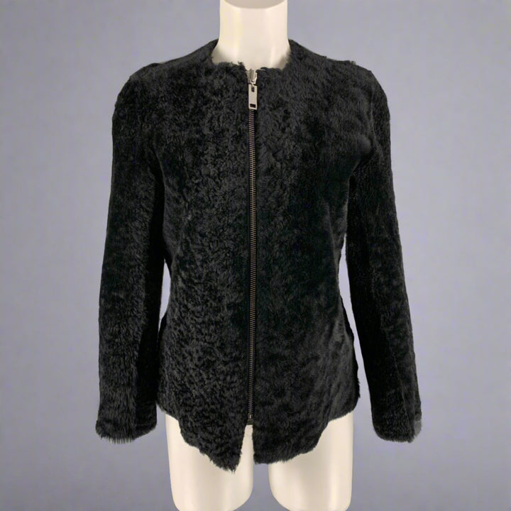 ISABEL MARANT Size 6 Black Leather Shearling Reversible Jacket