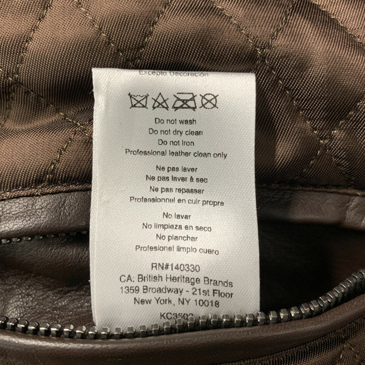 KENT &amp; CURWEN Taille M Veste zippée en cuir massif marron