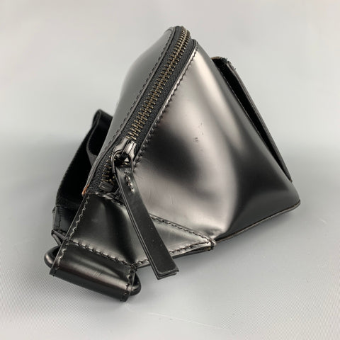 DRIES VAN NOTEN Black Patent Leather Fanny Pack