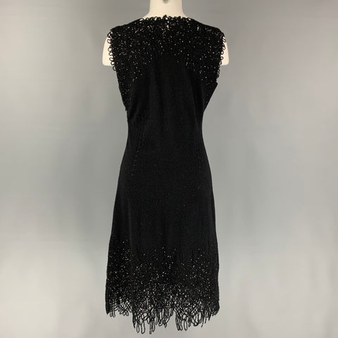 OSCAR DE LA RENTA 2012 Taille M Robe de cocktail à paillettes en mélange de laine vierge noire