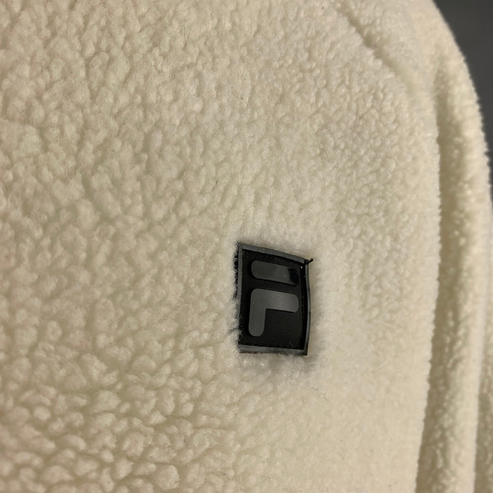 FILA Size M White Polyester 1/4 Zip Jacket