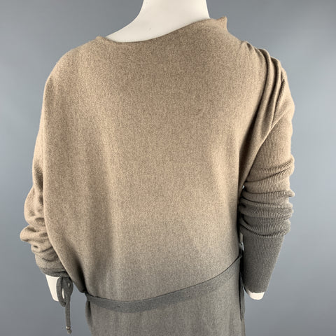 HENRY BEGUELIN Size M Taupe & Grey Ombre Asymmetrical Cashmere Dress