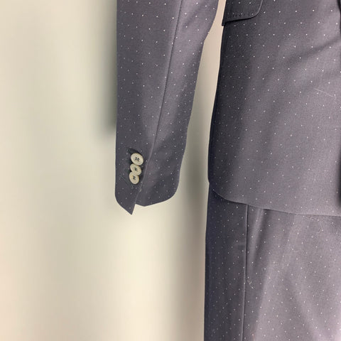 DSQUARED2 Size 36 Navy White Dots Wool Notch Lapel Suit
