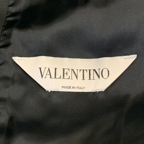 VALENTINO Size 40 Grey & Black Jacquard Polyester / Silk Peak Lapel Sport Coat