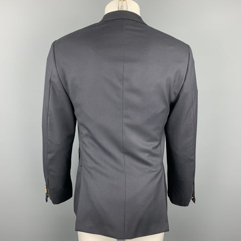 THOM BROWNE Chest Size 38 Black Solid Wool Notch Lapel Sport Coat