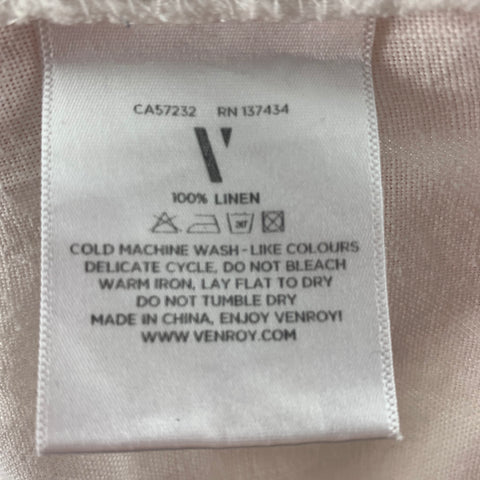 VENROY Size S White Linen Drawstring Shorts