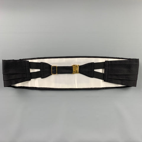 HERMES Black Silk Cummerbund & Bow Tie Set