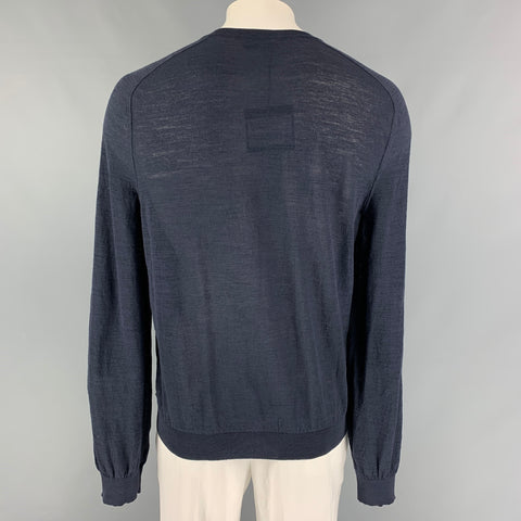 LANVIN Jersey con cuello en V de nailon y algodón rojo marino talla XL