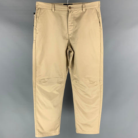 HAVEN Size L Khaki Solid Cotton Zip Fly Casual Pants