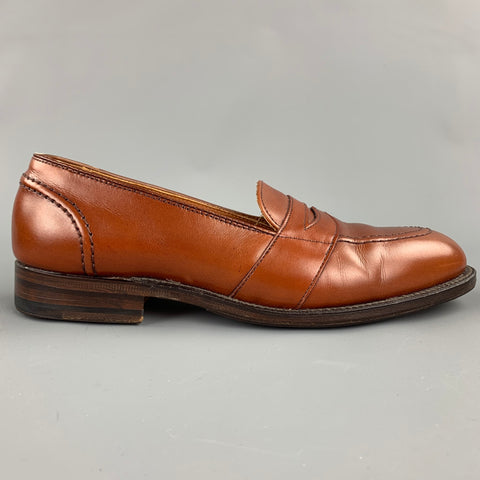 ALDEN Size 7 Burnished Tan Full Strap Leather Slip On 685 Penny Loafers