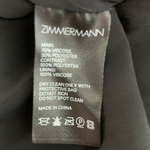 ZIMMERMANN Size 2 Black Viscose Polyester Dots Asymmetrical Skirt