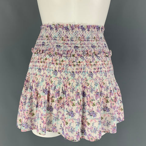 LOVE SHACK FANCY Size S Pink Purple Cotton Floral Skirt