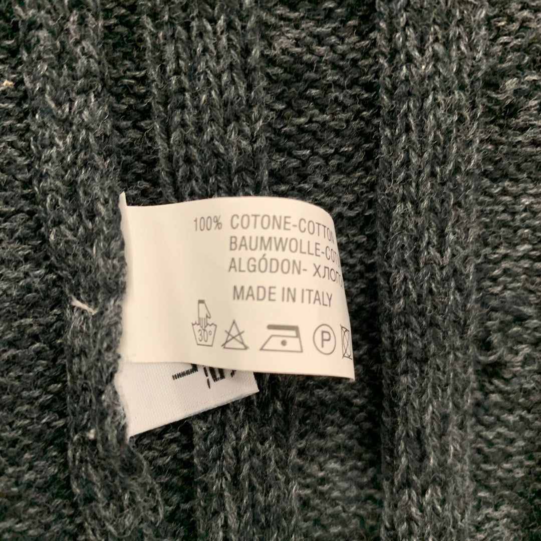 KITON Size L Grey Knit Cotton Shawl Collar Cardigan